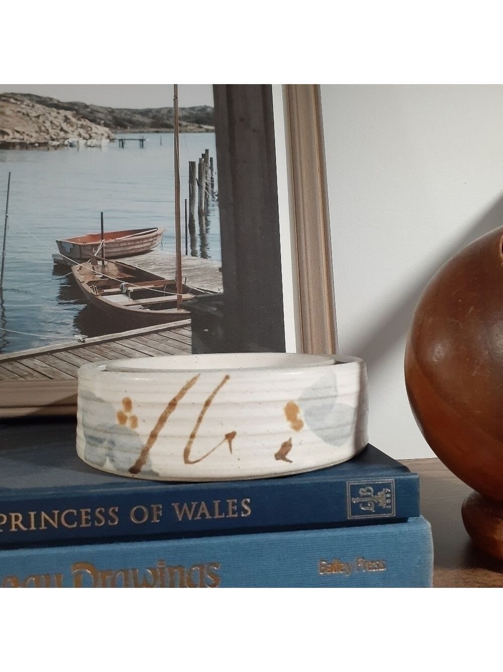 Signed Pottery Floral Ring